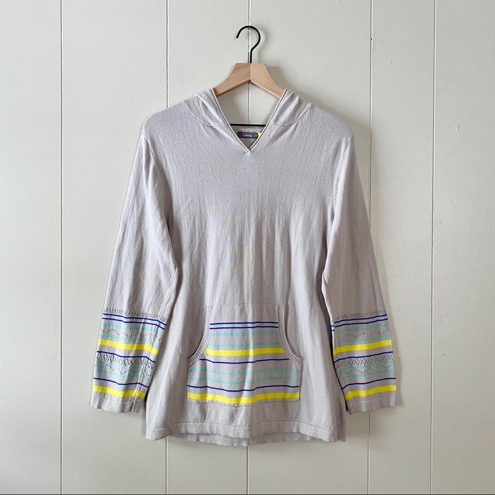 Cabelas Grey Hooded Sweater with Stripes